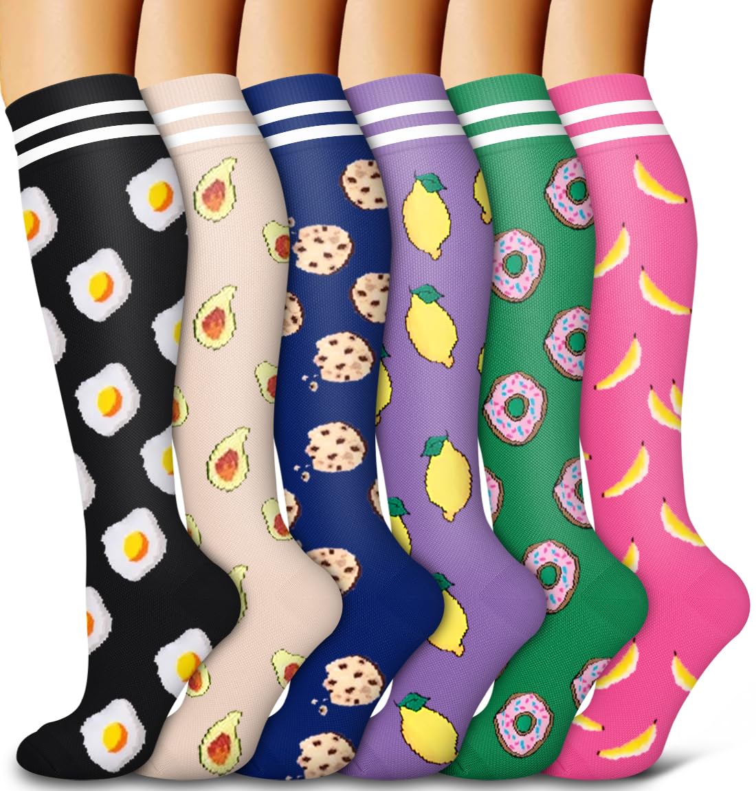 6 Pack Copper Compression Socks for Women and Men Circulation-Best Support for Medical,Running,Nursing,Athletic