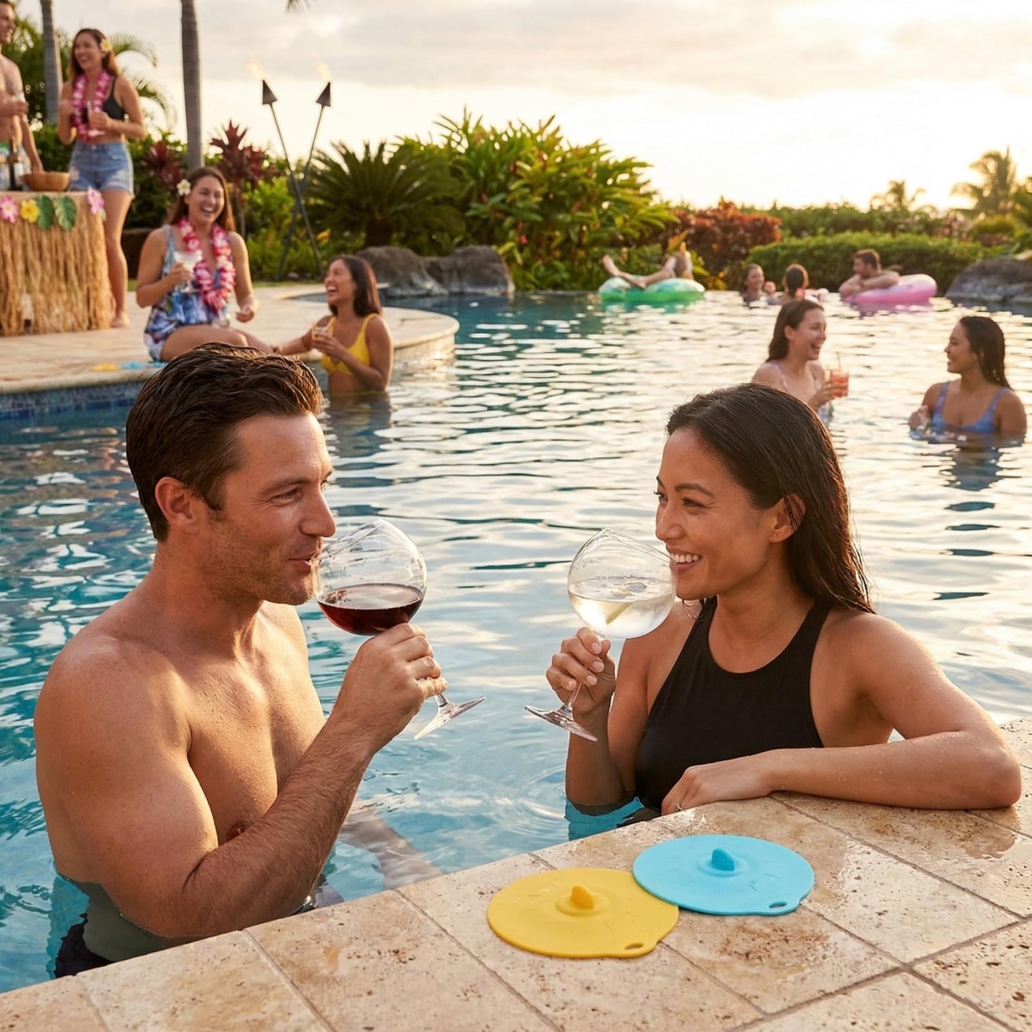 Floating Wine Glasses for Pool with Lids (Set of 2) – 21oz