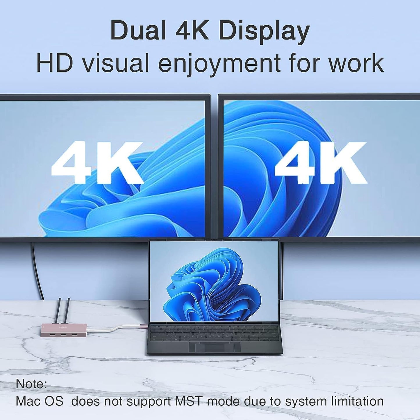 USB C Docking Station Dual Monitor Adapter for Dell HP, Laptop Docking Station 3 Monitors Quad Display USB C Hub Dongle to 4K HDMI+DP+VGA,3 USB2.0,100W PD,8 in 1 Thunderbolt Dock for Lenovo,Surface