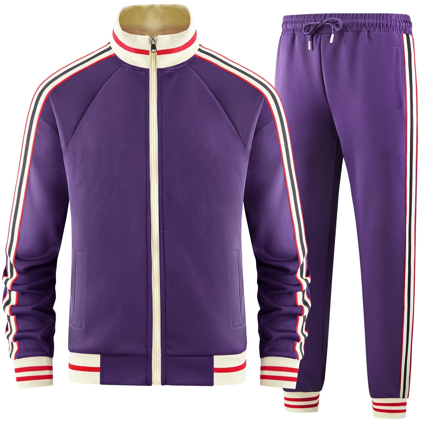 dioxoib Men Track Suits Sets Long Sleeve Full-zip Sweatsuit Active Jackets and Pants 2 Piece Outfits