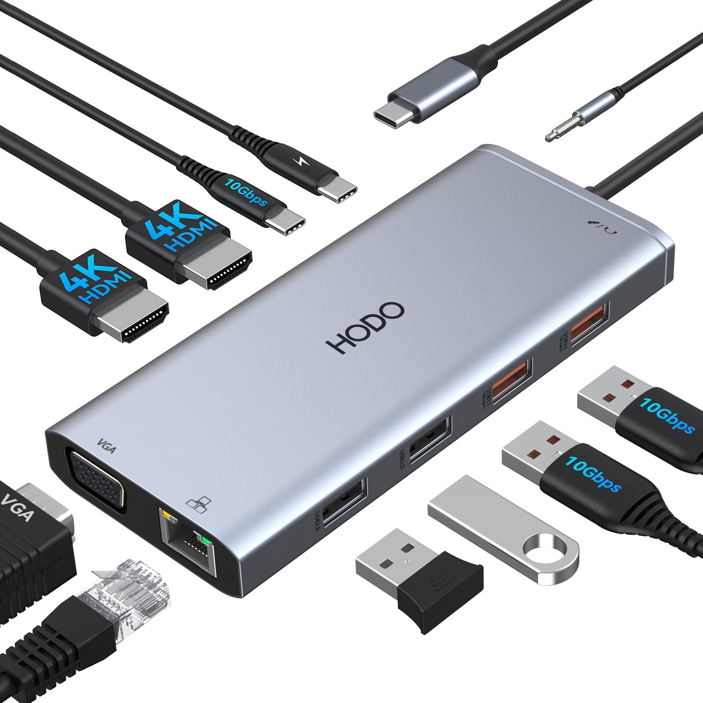 USB C Docking Station Dual Monitor Adapter for Dell HP, Laptop Docking Station 3 Monitors Quad Display USB C Hub Dongle to 4K HDMI+DP+VGA,3 USB2.0,100W PD,8 in 1 Thunderbolt Dock for Lenovo,Surface
