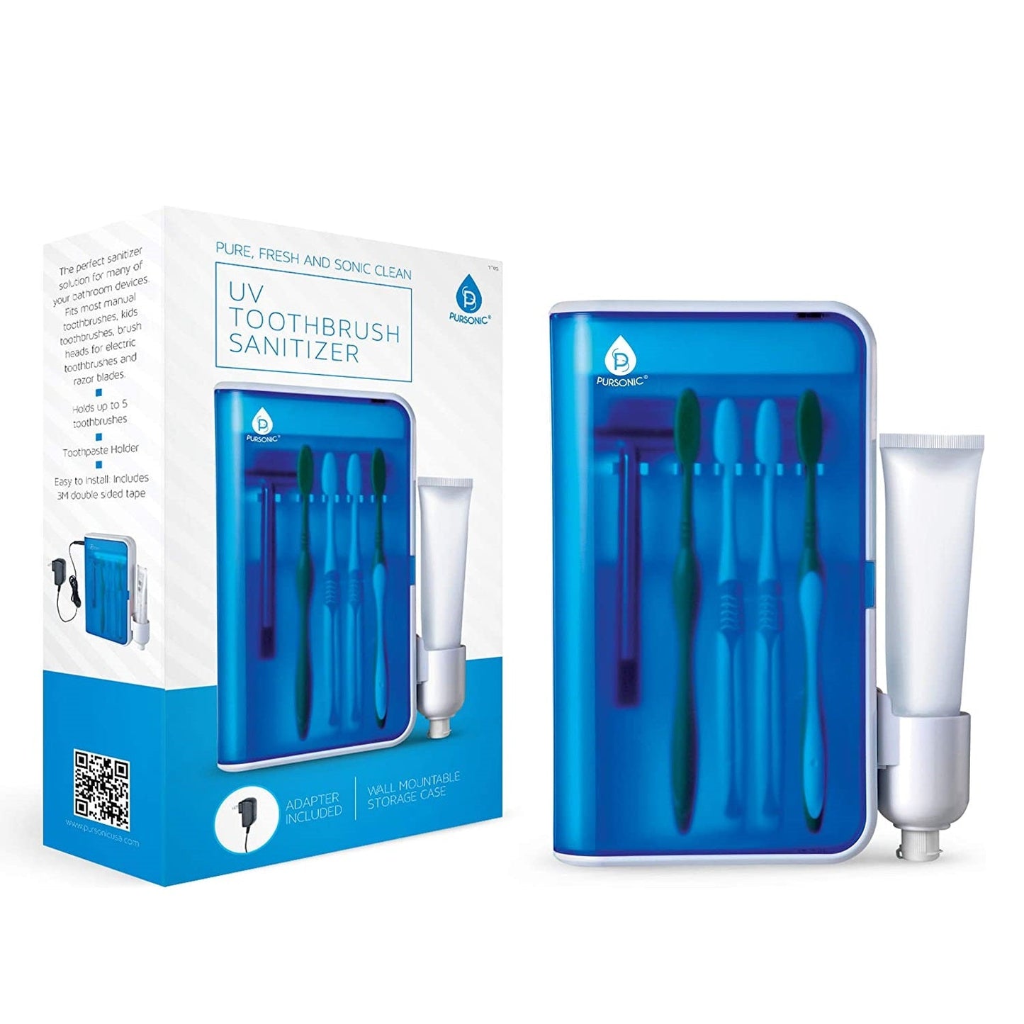 USB Rechargeable Rotary Toothbrush & UV Sanitizer Station (3 Brush Heads Included)-3