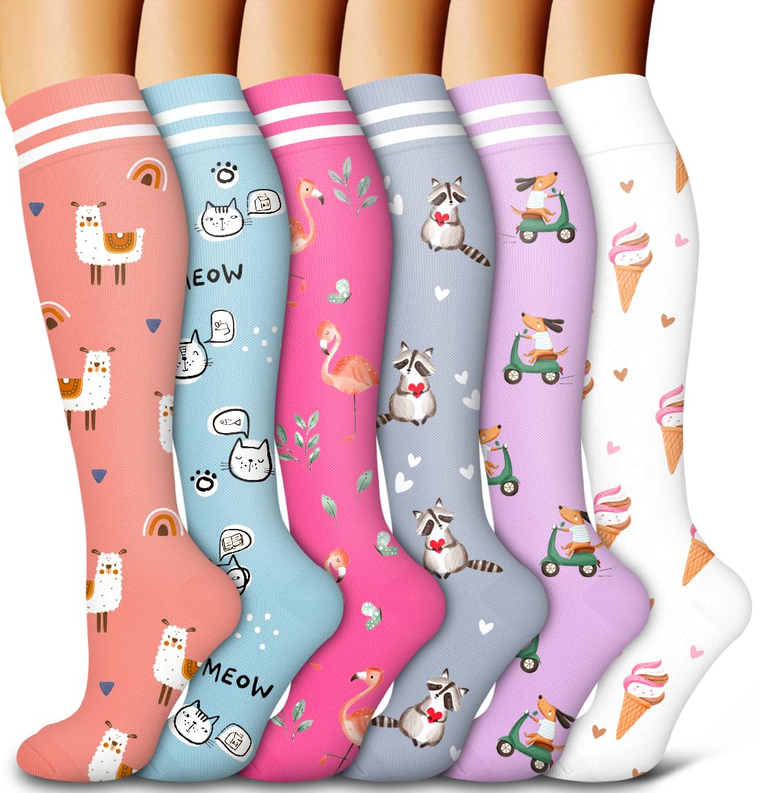 6 Pack Copper Compression Socks for Women and Men Circulation-Best Support for Medical,Running,Nursing,Athletic