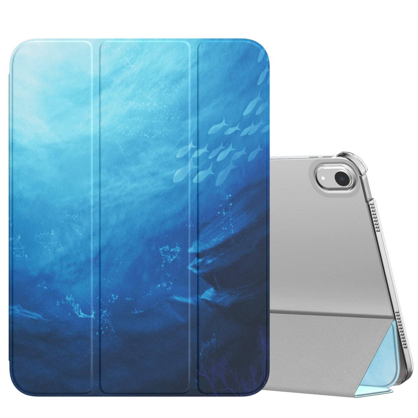 MoKo for iPad (A16) 11th Generation Case 11 Inch 2025, iPad 10th Generation Case 10.9 Inch 2022, Slim Stand Hard PC Translucent Back Shell Smart Cover, Support Touch ID, Auto Wake/Sleep, Navy Blue