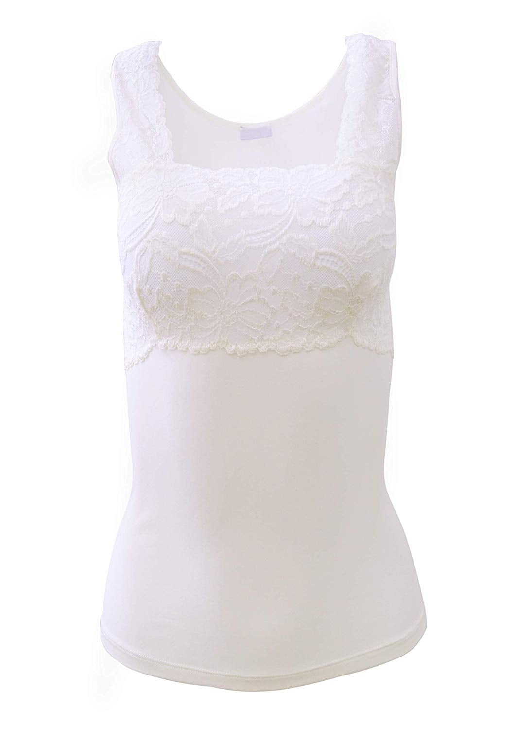 EGI Luxury Modal Women's Lace-Trimmed Tank Top. Proudly Made in Italy (1137)