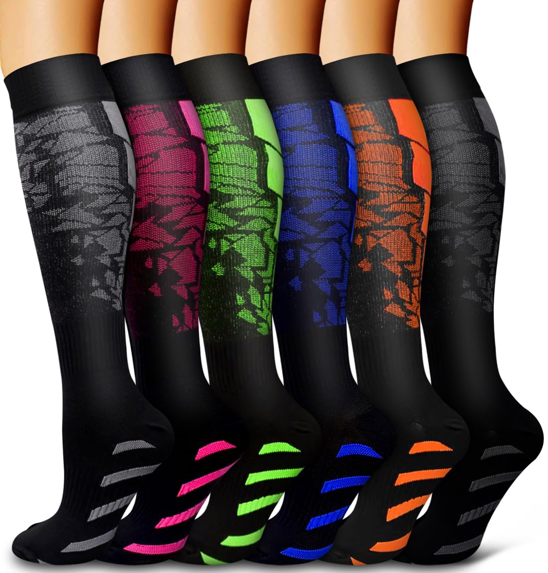 6 Pack Copper Compression Socks for Women and Men Circulation-Best Support for Medical,Running,Nursing,Athletic