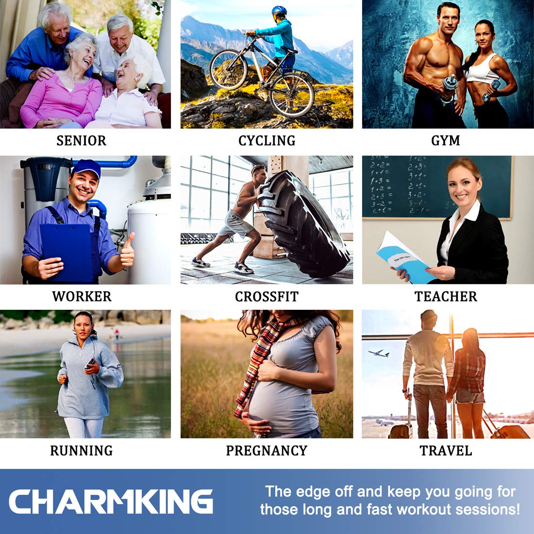 CHARMKING Compression Socks for Women & Men Circulation (8 Pairs) 15-20 mmHg is Best Support for Athletic Running,Cycling