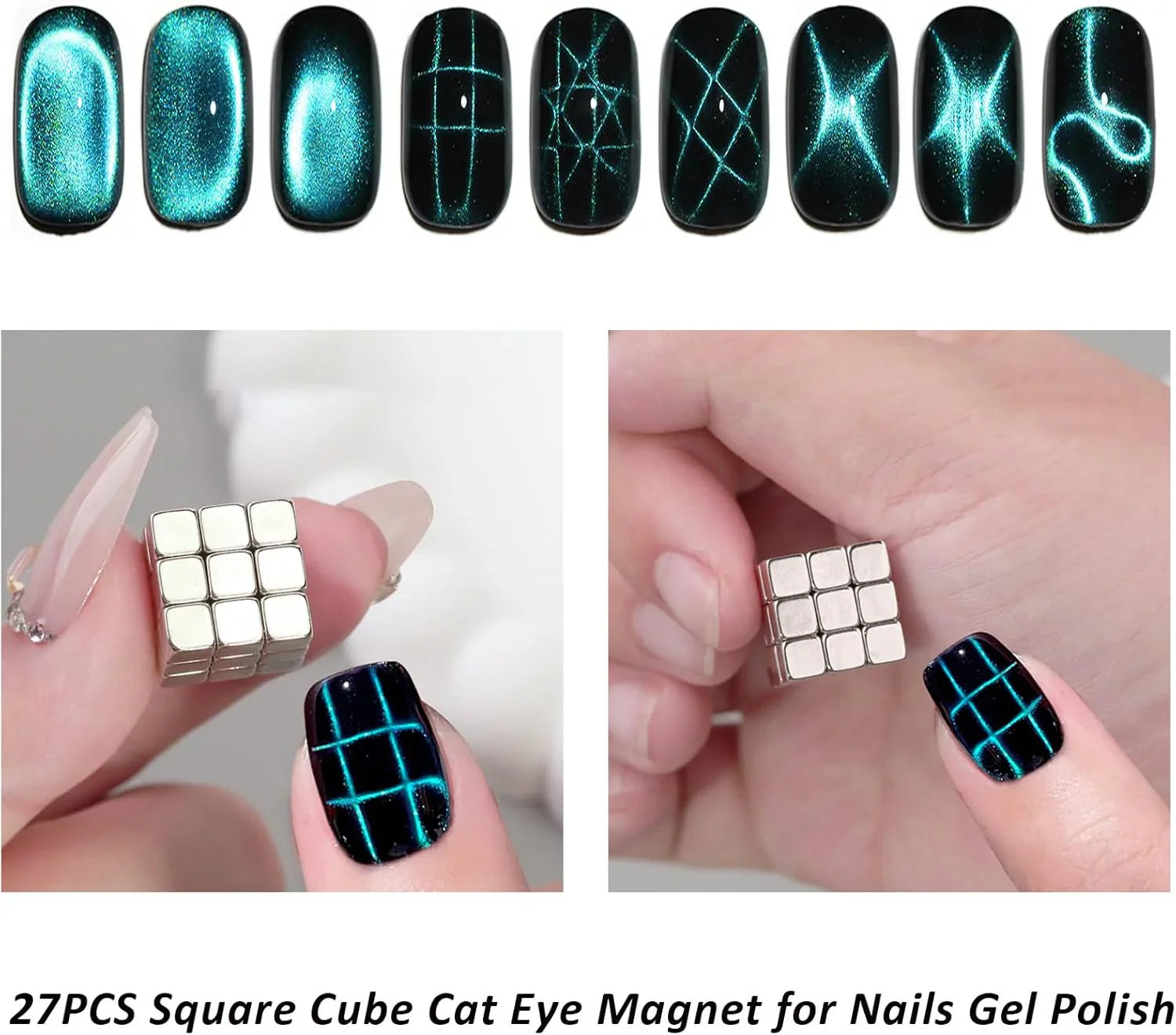 27Pcs -Cat Eye Nail Magnet Tool Square Magnet-4