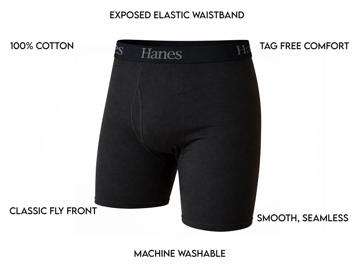 Hanes mens Underwear Boxer Briefs Pack, Cool & Breathable Cotton Moisture-wicking Underwear for Men, No Ride Up