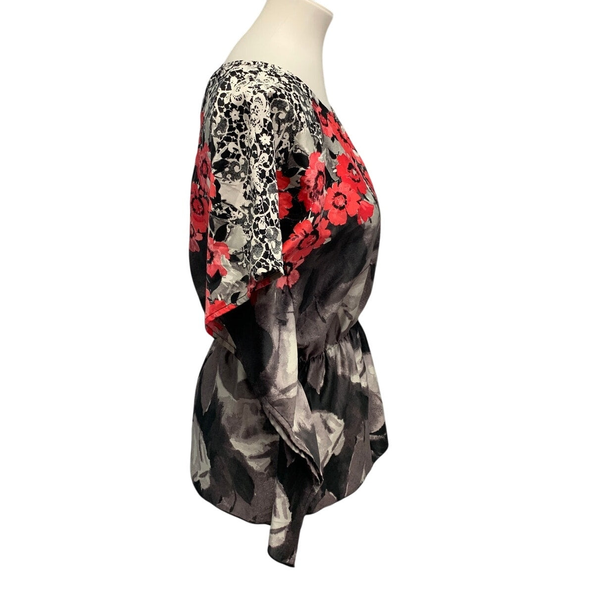 IZ Byer Womens Medium Batwing Sleeve Floral Lightweight Polyester Blouse