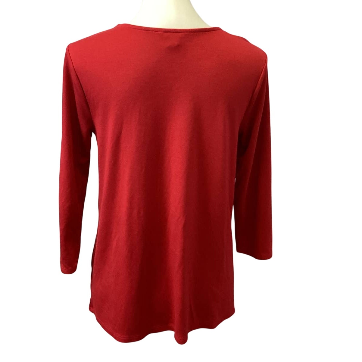 C Est 1946 Small Peek A Boo Front Long Sleeve Rayon Blend Scoop Neck Tee Shirt