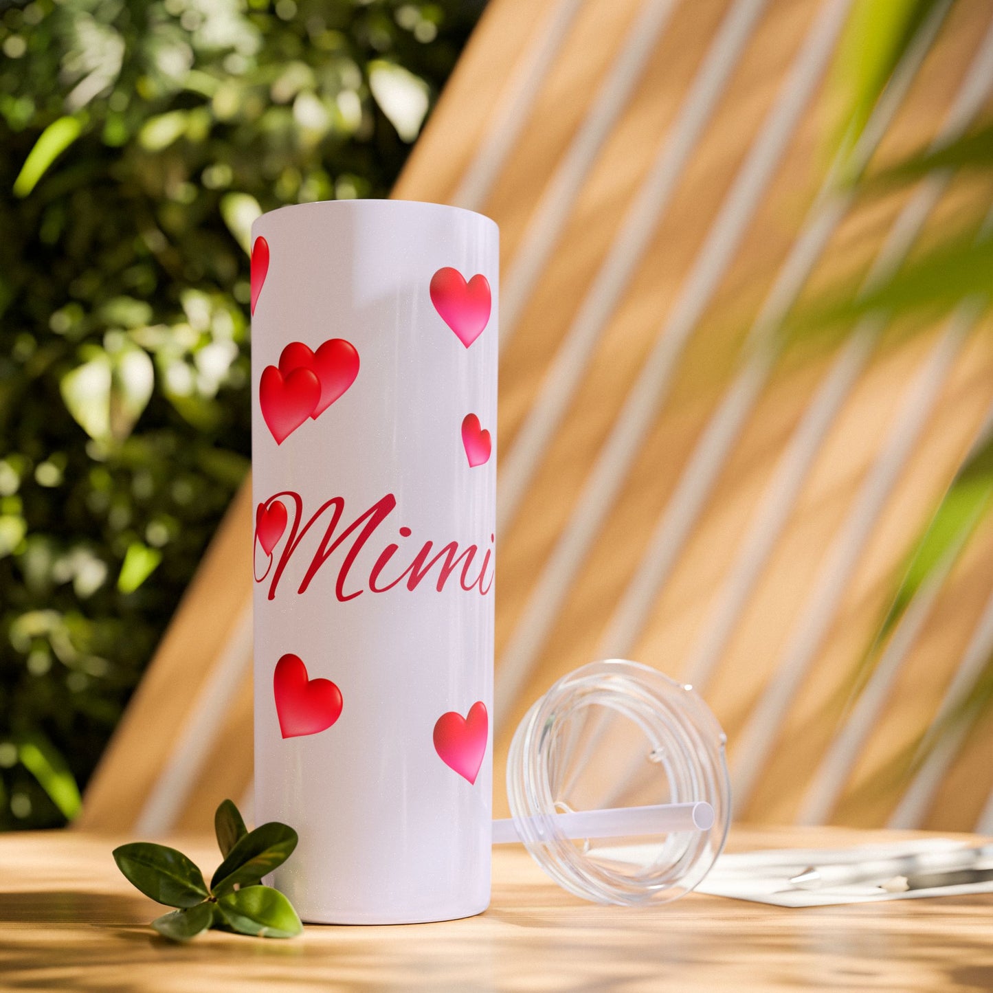 Gepasmaakte Glitter 20oz Dun Tumbler met Pienk Hartpatroon — [Jou Naam Hier]