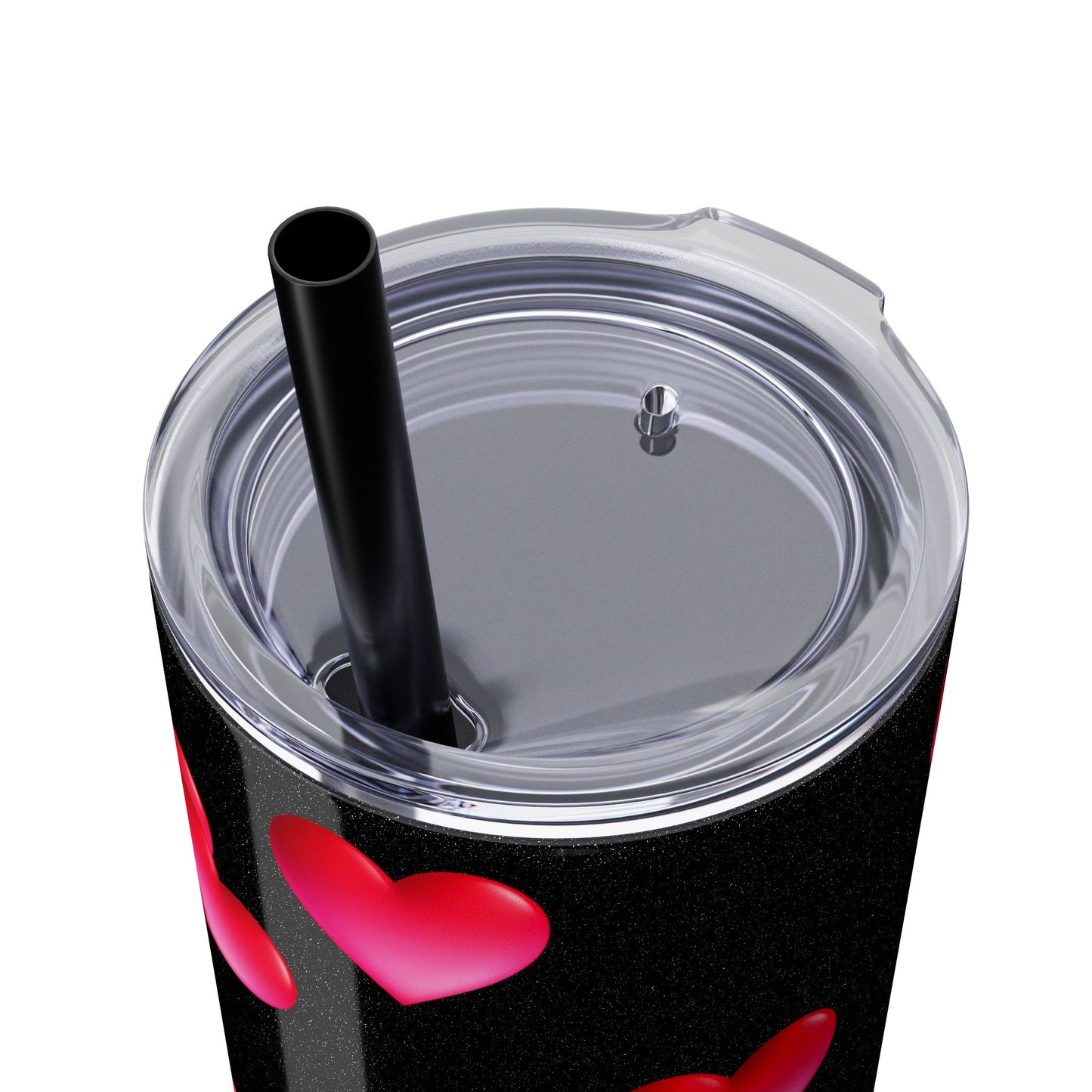 Gepasmaakte Glitter 20oz Dun Tumbler met Pienk Hartpatroon — [Jou Naam Hier]