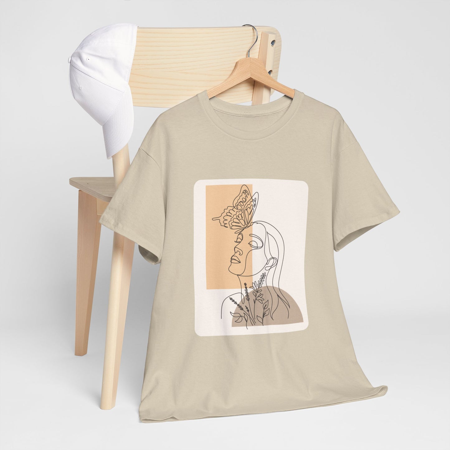 Artistic Unisex Tee: Modern Line Drawing with Butterfly, Perfect for Casual Outings, Gift for Art Lovers, Spring Fashion, Eco-Friendly Wear