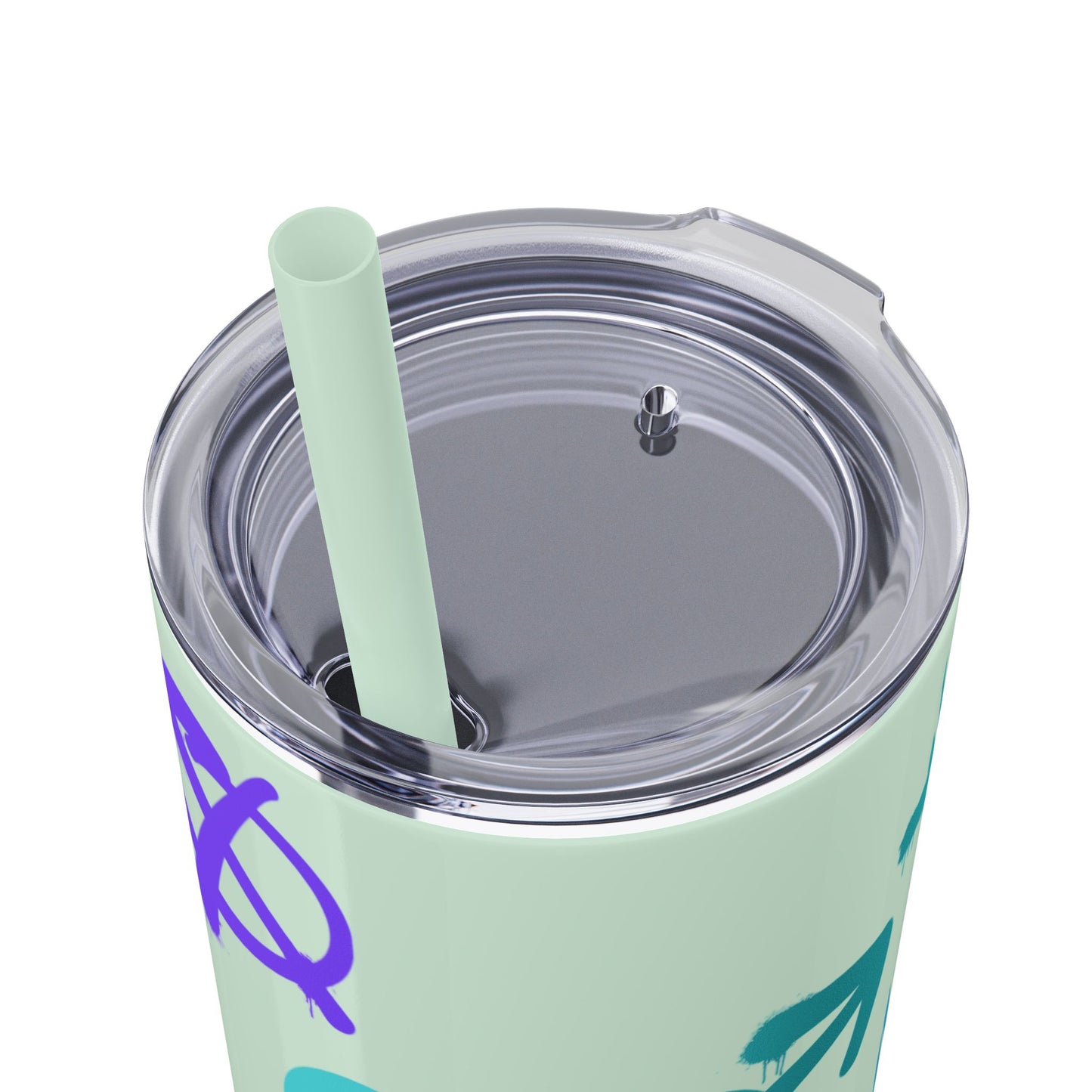 Trendy Skinny Tumbler with Straw, 20oz | Unique Graffiti Style Drinkware for Teens, Gifts, Parties, and Everyday Use
