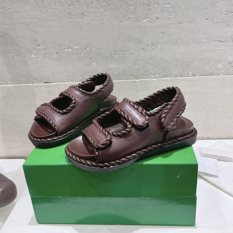 Velcro flat sandals women's thick soled versatile casual beach shoes