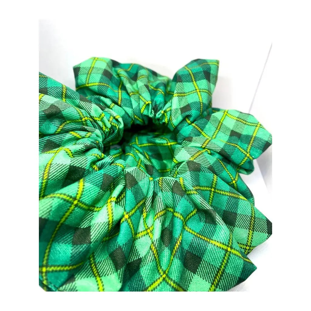 Green Plaid St Patrick's Scrunchie