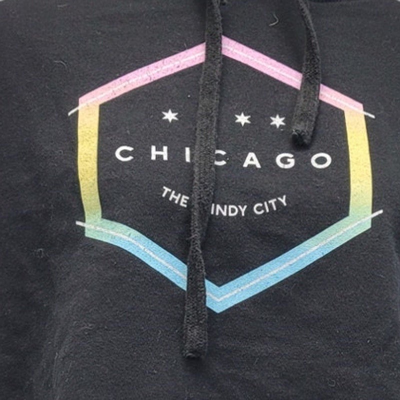 Chicago the Windy City Womens XS Cutoff Cropped PolyCotton Sweatshirt Hoodie