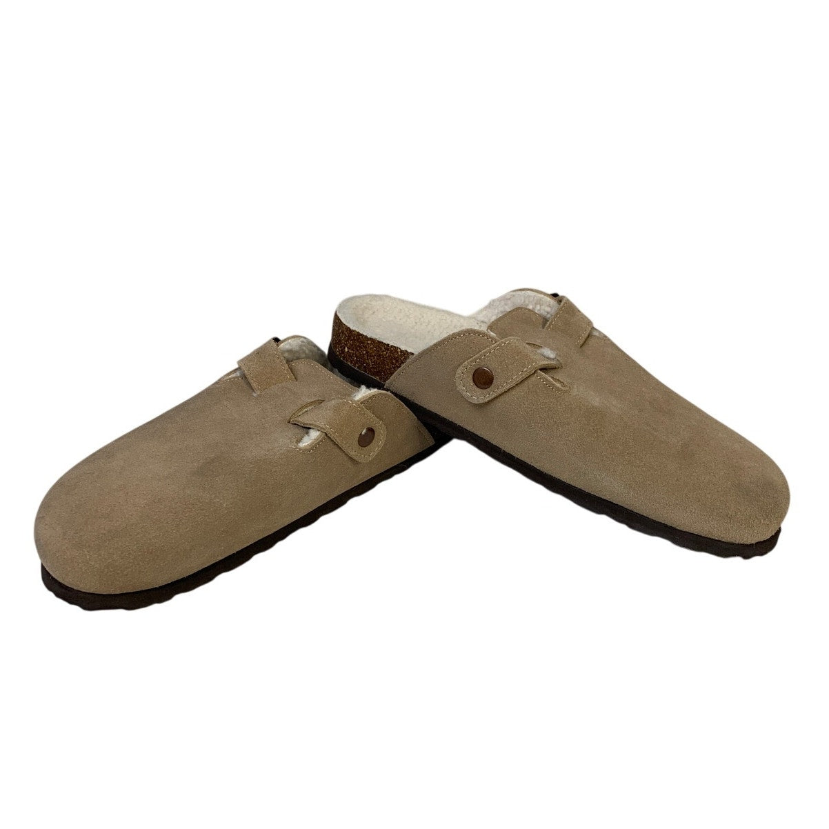 Kidmi Womens Size 11 Brown Clogs Suede Fur Lined Closed Round Toe Slip On Shoes