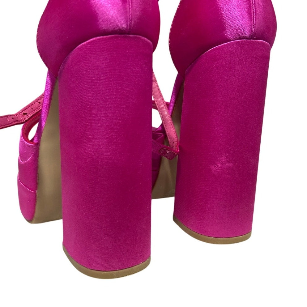 Dream Pairs Womens Size 6.5 Hot Pink 5.5" Platform Chunky Heel Open Toe Shoes