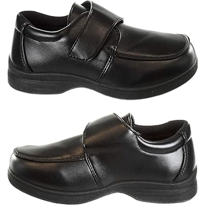 French Toast Little Boys Size 7 Black Faux Leather Hook Loop School Shoes