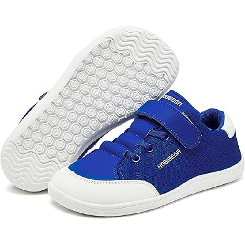 Hobibear Boys Size 1 Blue Hook Loop Wide Toe Box Elastic Lace Athletic Shoes