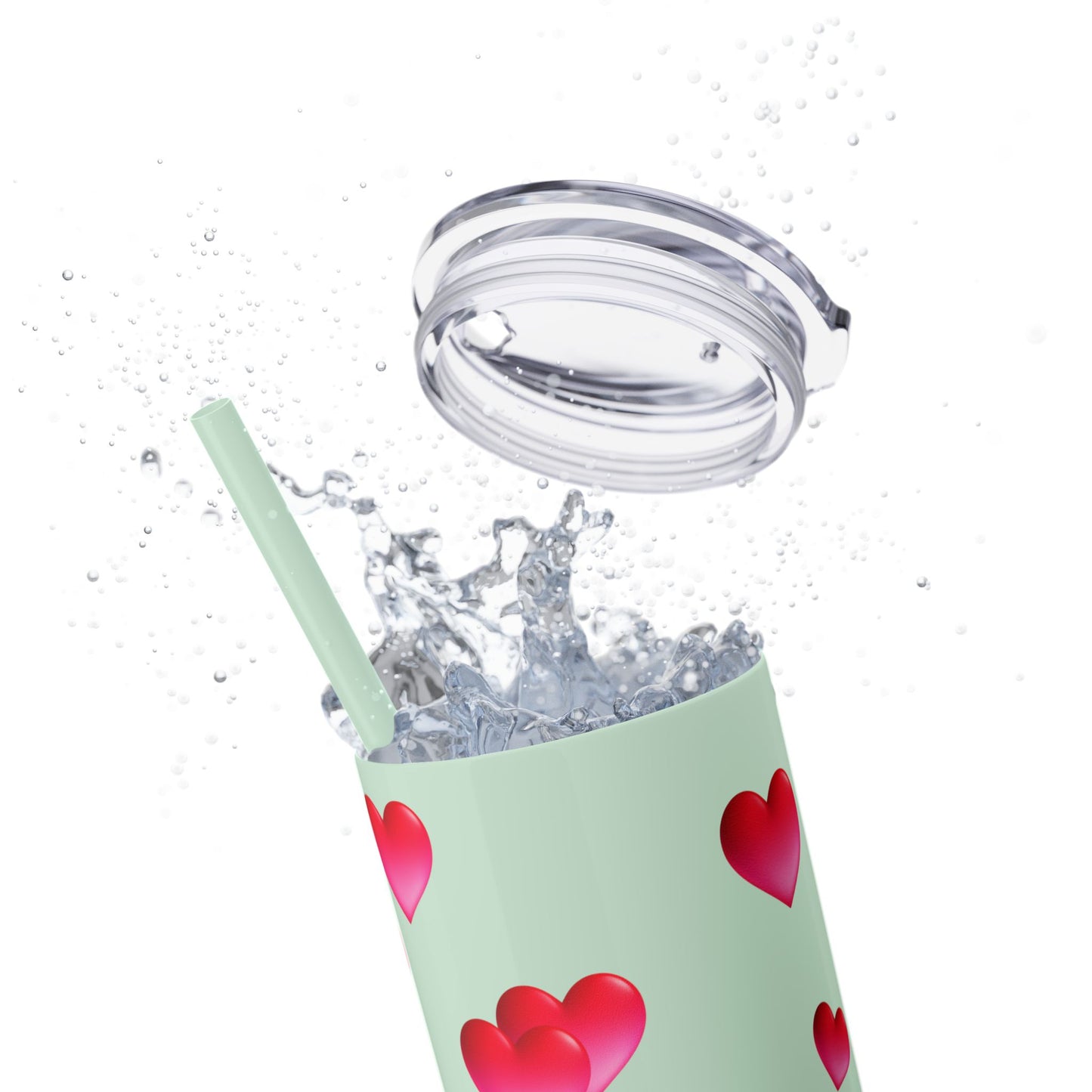 Gepasmaakte Glitter 20oz Dun Tumbler met Pienk Hartpatroon — [Jou Naam Hier]