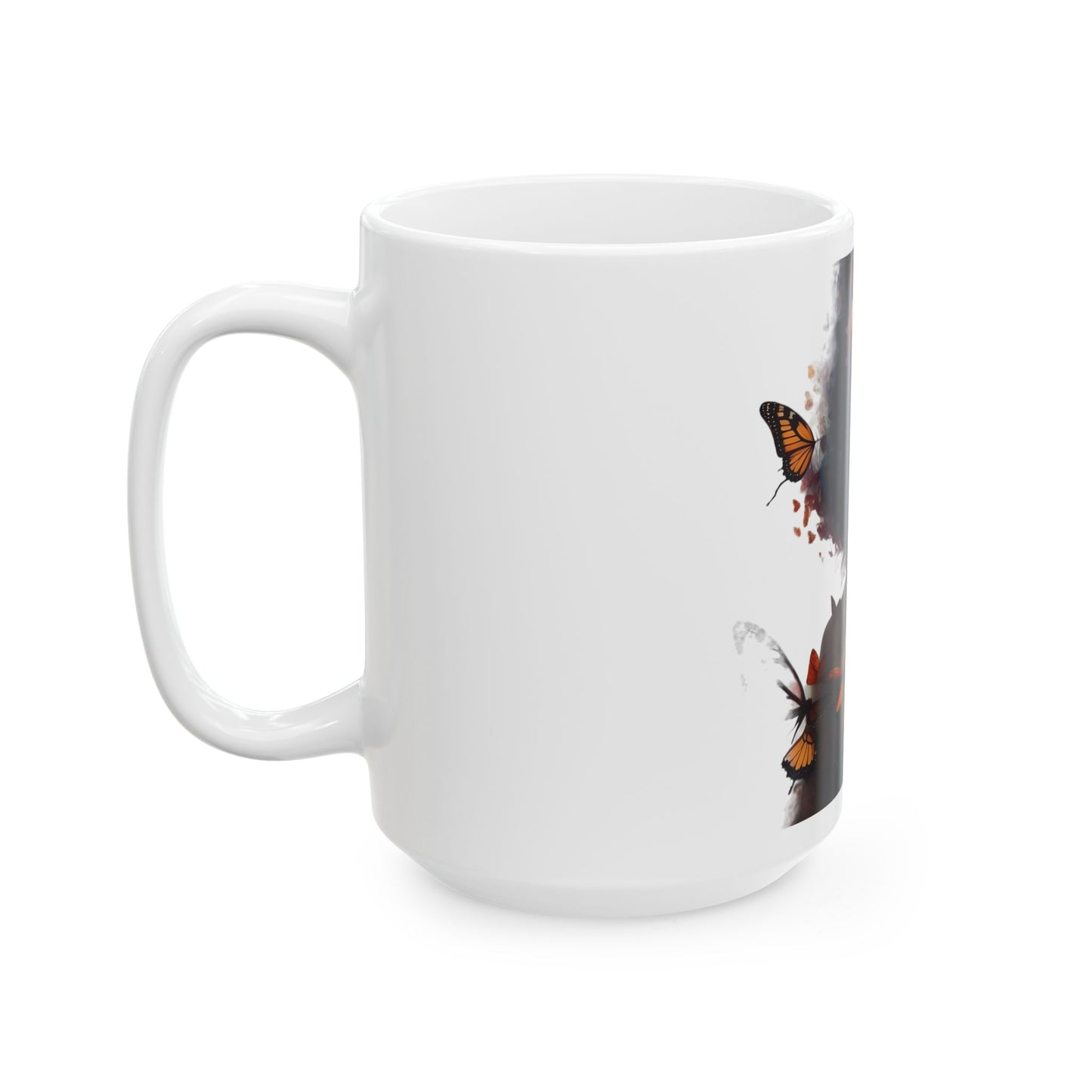 Enchanting Butterfly Woman Ceramic Mug - Artistic Coffee Cup, Tea Mug, Unique Gift for Art Lovers, Nature Lovers, Birthday, Home Decor