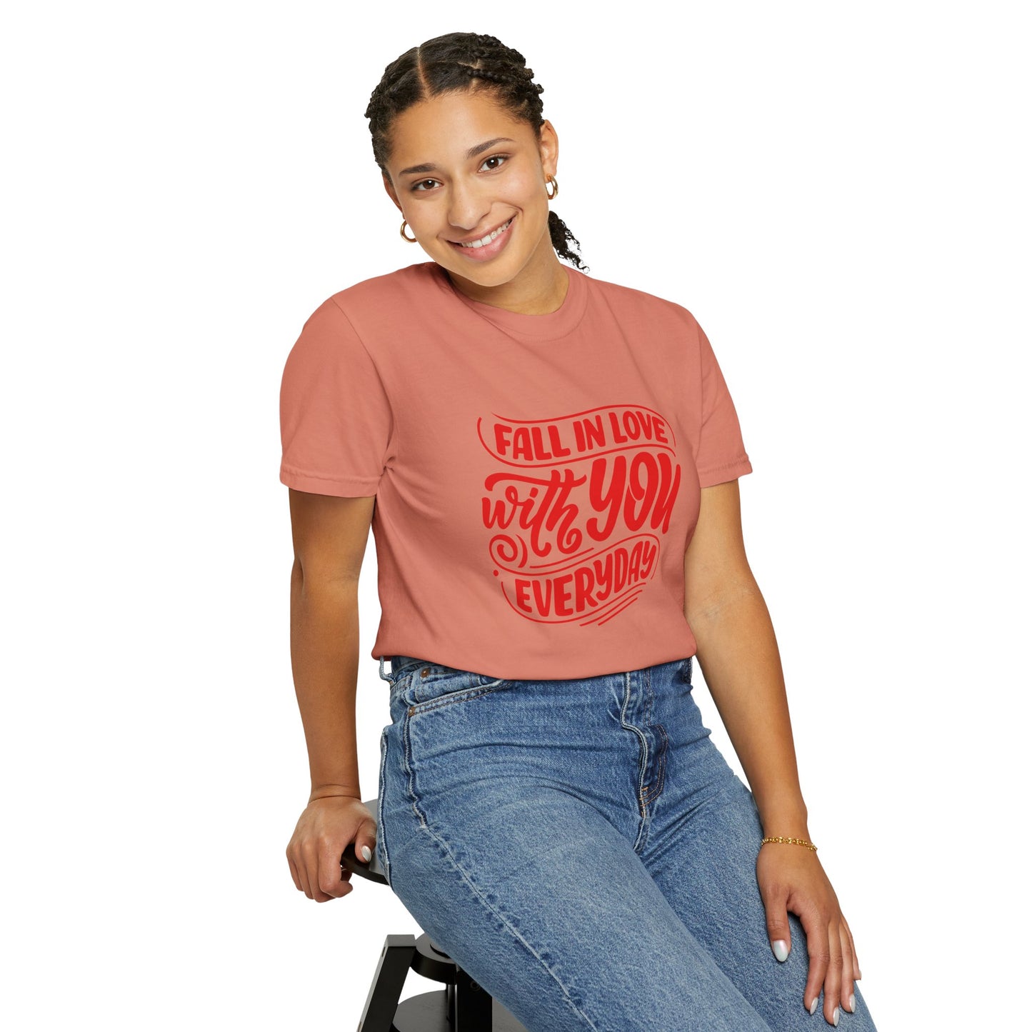 Fall in Love with YOU Quote T-shirt for Couples, Valentine's Day, Gifts for Him/Her, Casual Everyday Wear, Comfortable Unisex Tee