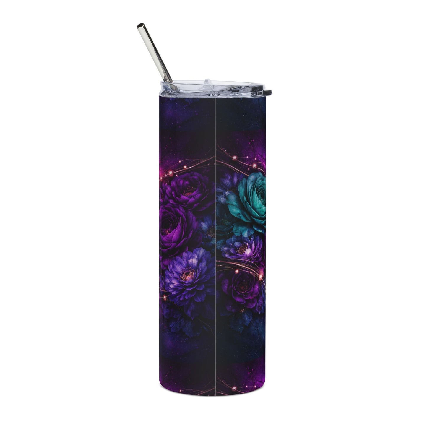 Galaxy Rose Stainless Steel Tumbler — 20oz Cosmic Floral Insulated Travel Cup