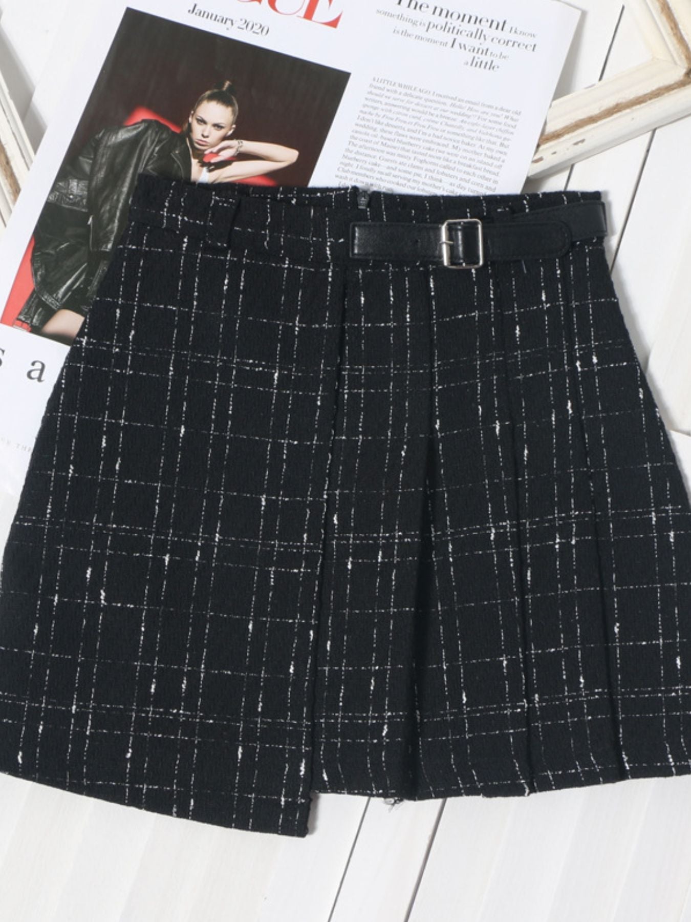 Pleated Plaid Mini Skirt
