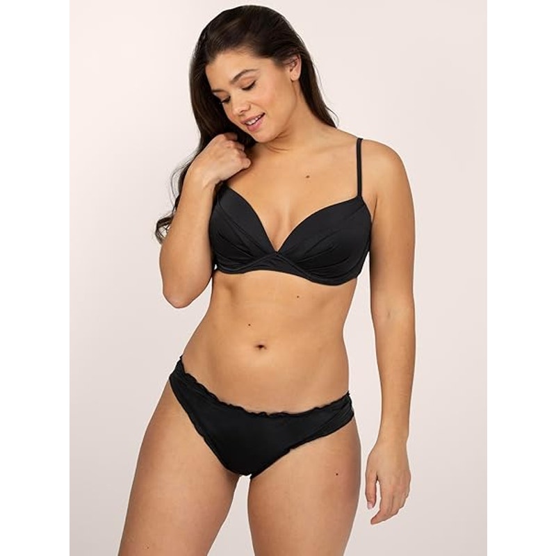 New Smart & Sexy Women's Large Black Ruffled Rushed Back Bikini Bottoms ONLY