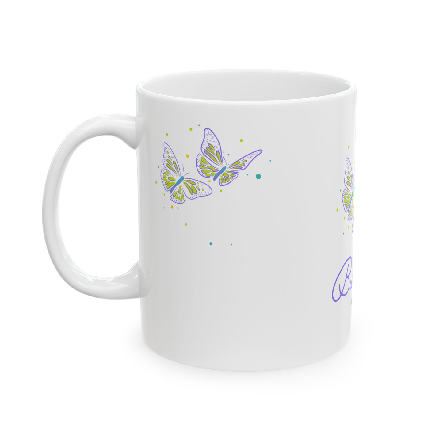 Butterfly Kisses Ceramic Mug | Butterfly Lover Gift, Cute Tea Cup, Nature Decor, Butterfly Enthusiast, Mother's Day Gift, Eco-Friendly
