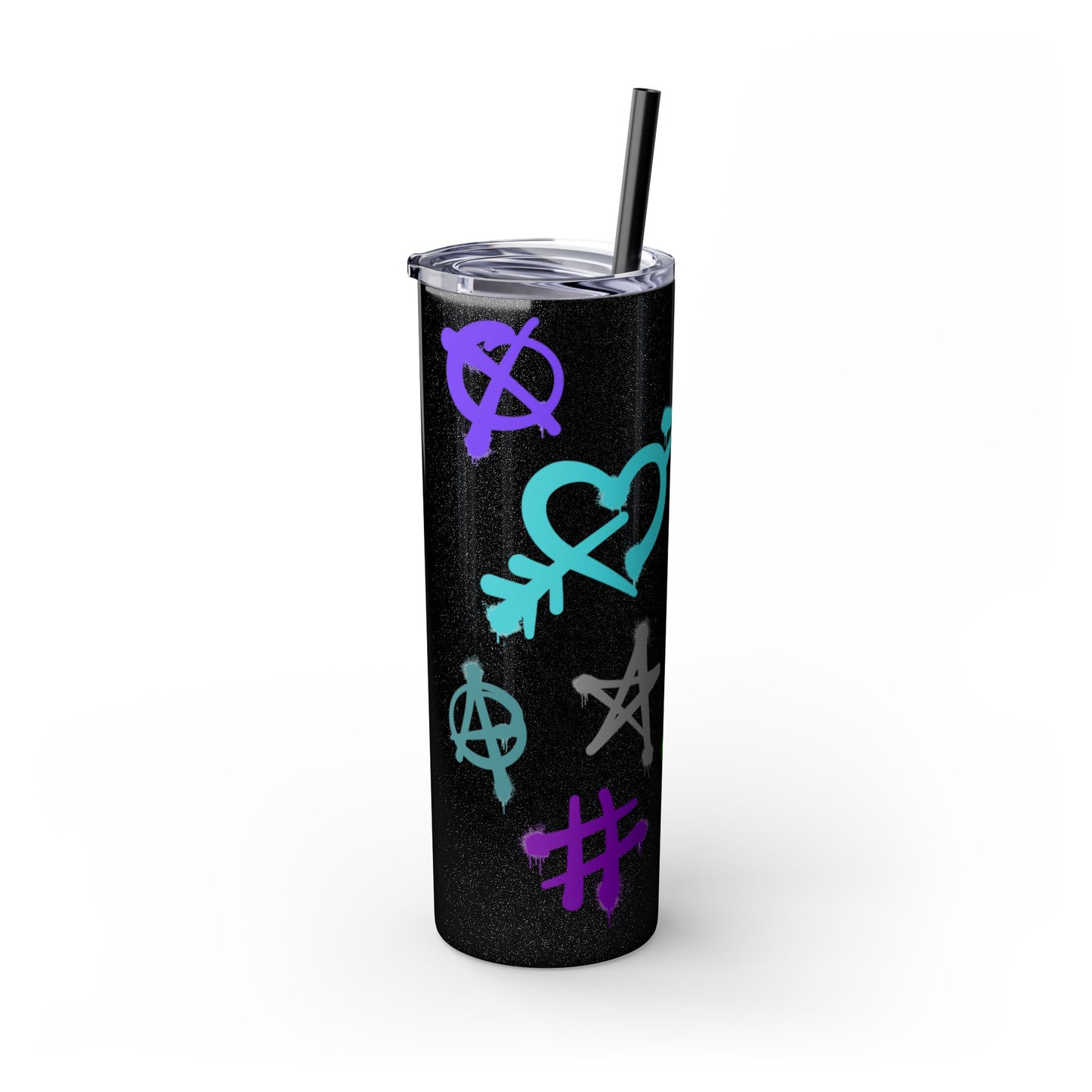 Trendy Skinny Tumbler with Straw, 20oz | Unique Graffiti Style Drinkware for Teens, Gifts, Parties, and Everyday Use