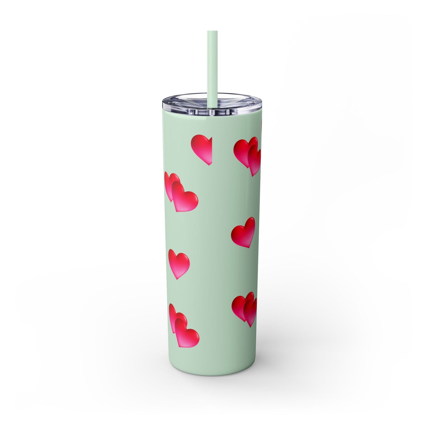 Gepasmaakte Glitter 20oz Dun Tumbler met Pienk Hartpatroon — [Jou Naam Hier]