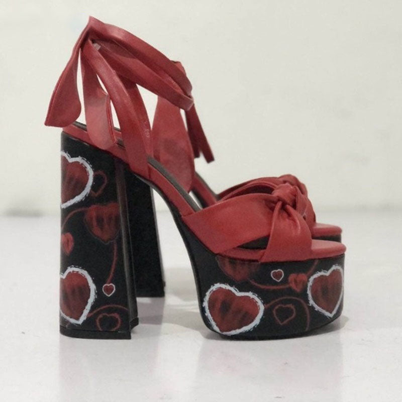 Summer Open Toe Sandals Ankle Strap Roman Shoes Chunky Heels Plus Size Women's Sandals