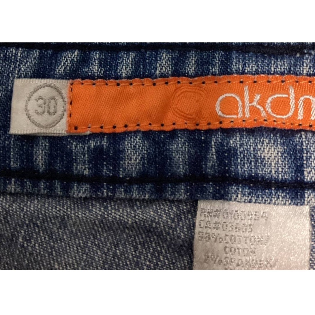 Akdmks Mens Size 30 Stretch Cotton Distressed Patched Whiskered Denim Blue Jeans