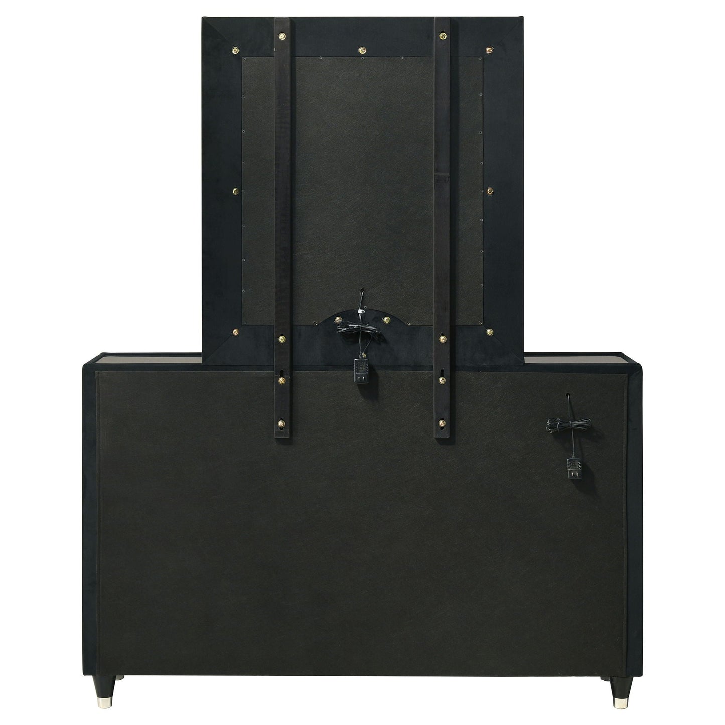 Ravenne 8-drawer Velvet Upholstered LED Dresser and Mirror Black