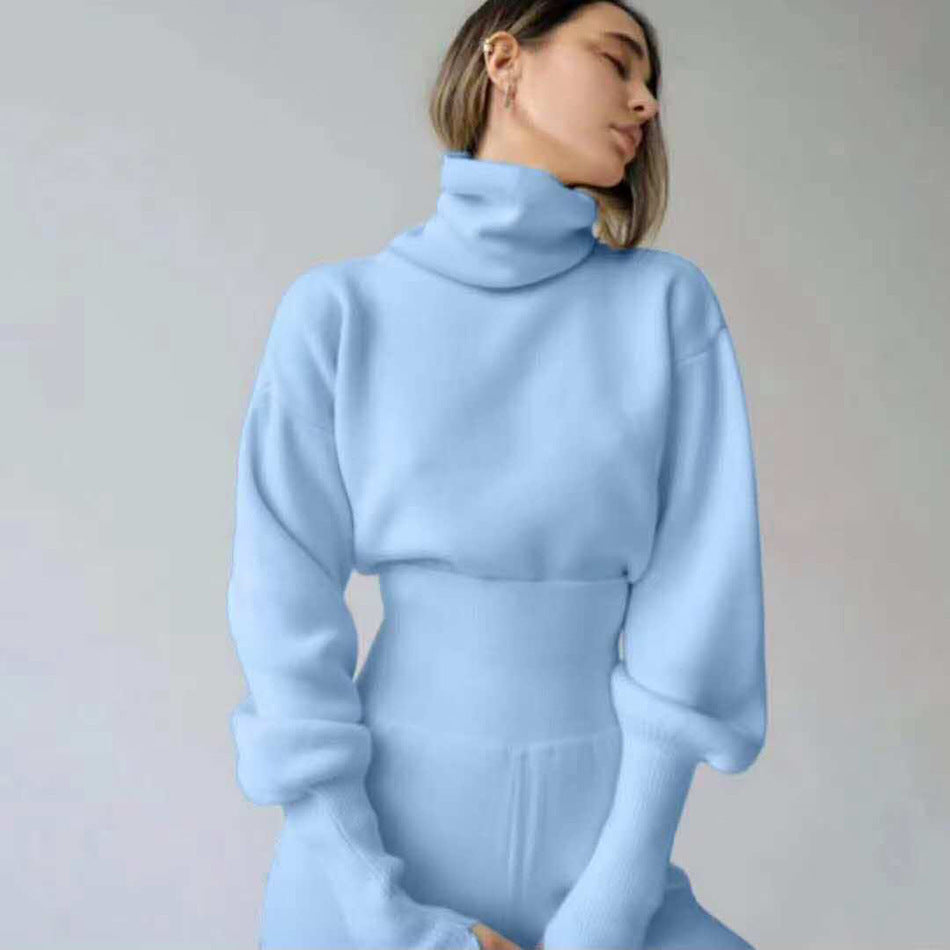 Solid Color Inner Wear 2-Piece Sweater + Pants Set