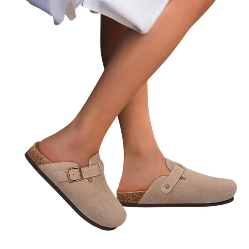 Odoly Womens Size 10 Brown Suede Clogs Sandals Closed Round Toe Slip On Shoes