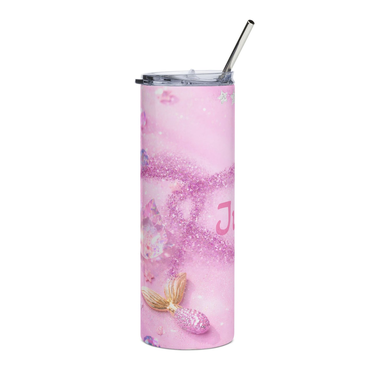 Pink Mermaid Tail Name Tumbler | Personalized 20oz Stainless Steel