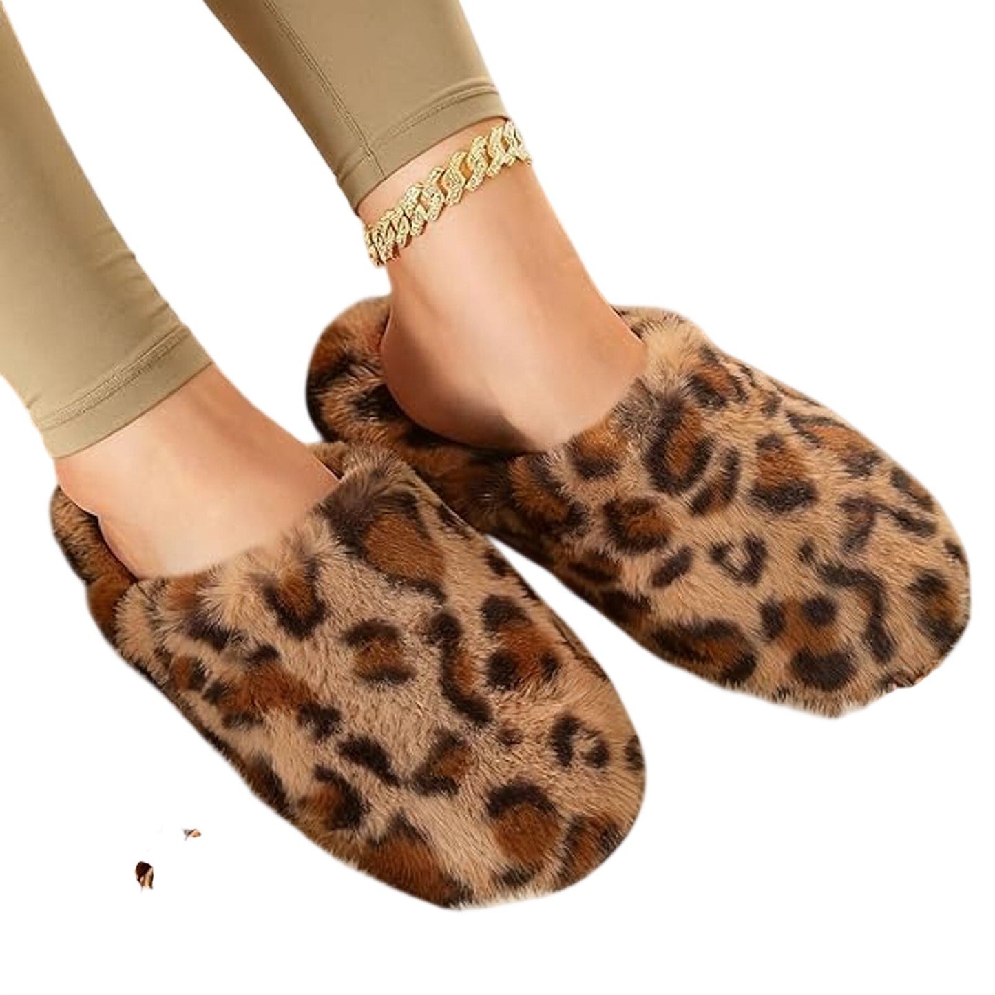 SnugLeaves Womens Size 9/10 Brown Leopard Spot Slide On Memory Foam Slippers