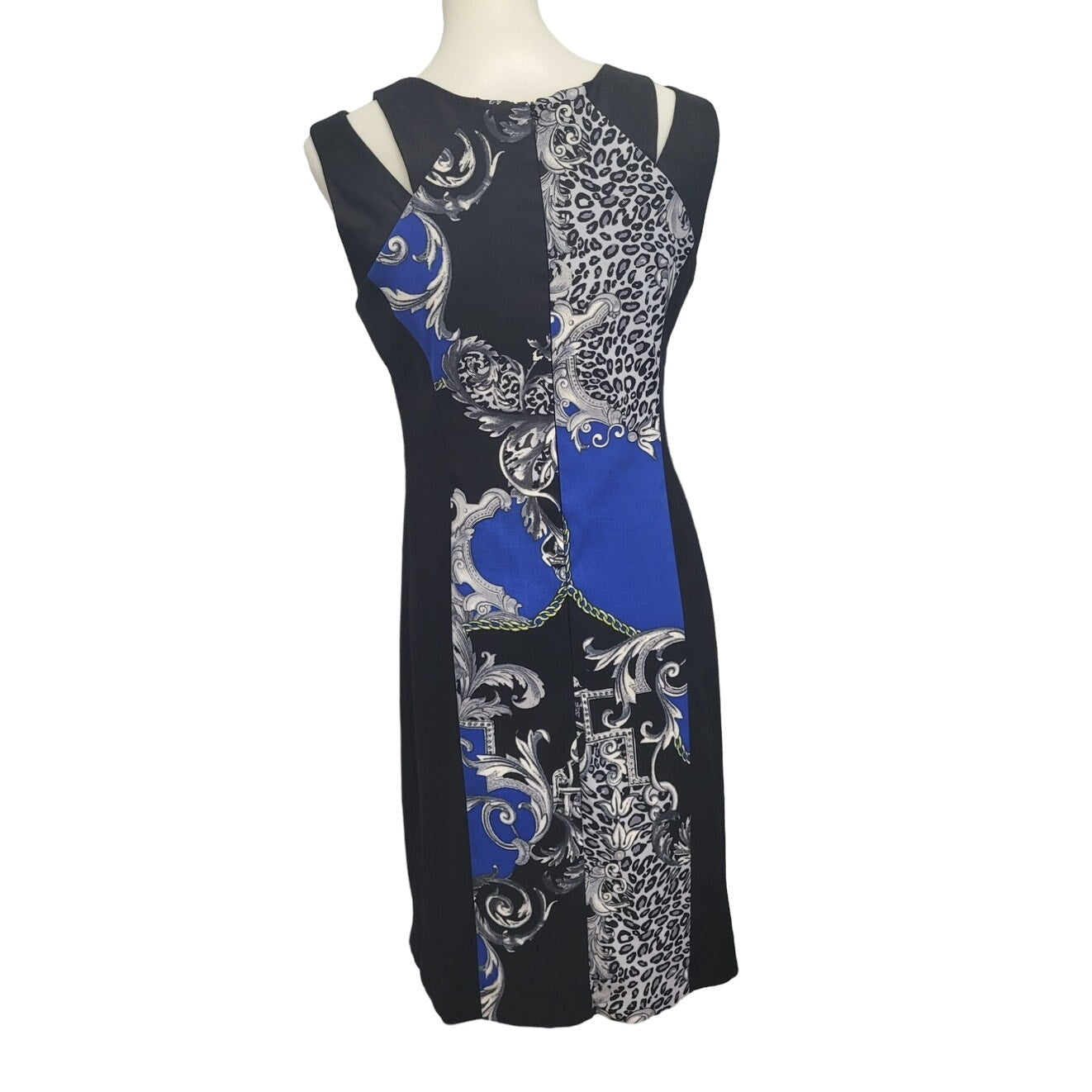 Connected Womens Size 8 PolyCotton Sleeveless Back Zip Patterned Sheath Dress