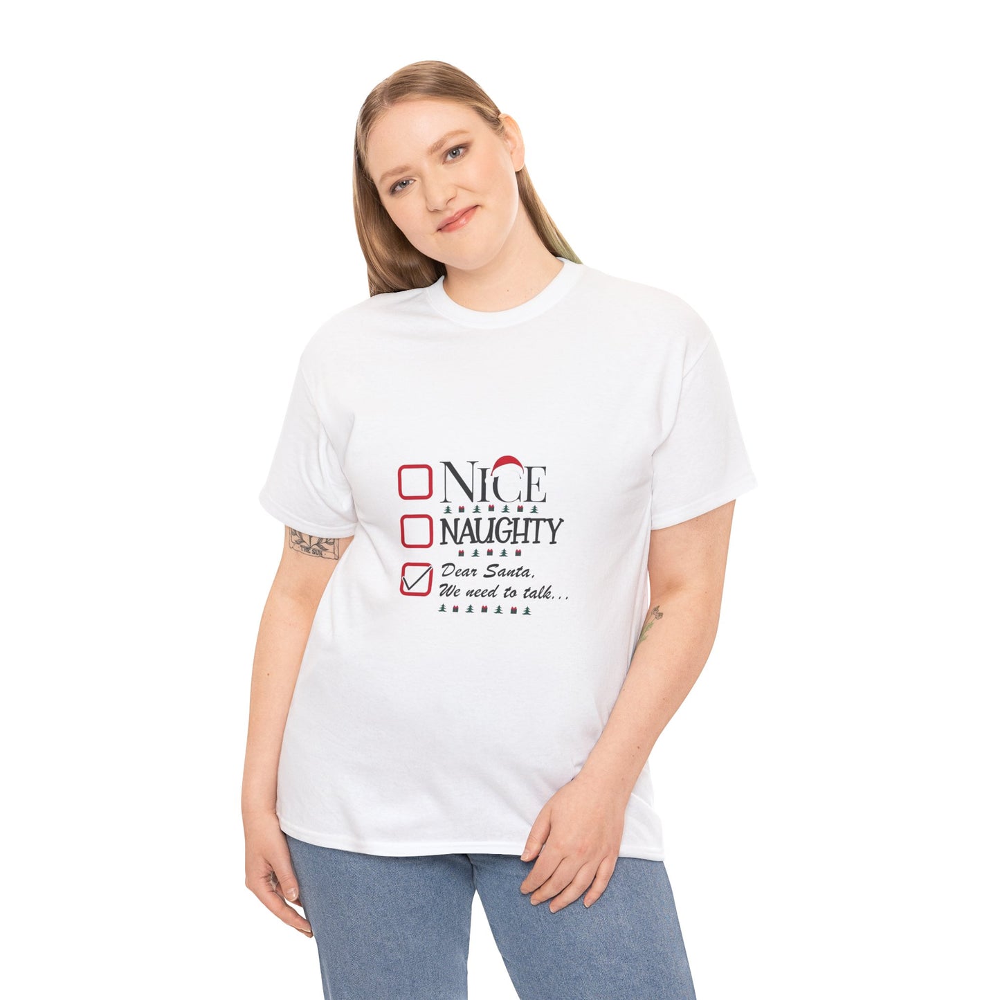 Funny Christmas Tee, Unisex Holiday Shirt, Naughty Nice Christmas Gift, Merry Christmas T-Shirt, Santa Gift