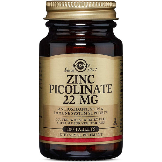 Solgar Zinc Picolinate, 22 Mg, 100 Tablets
