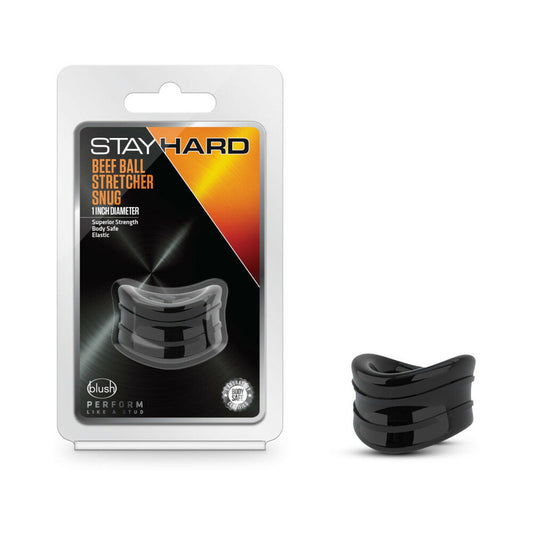 Blush Stay Hard Beef Ball Stretcher Snug 1 in. Black-0