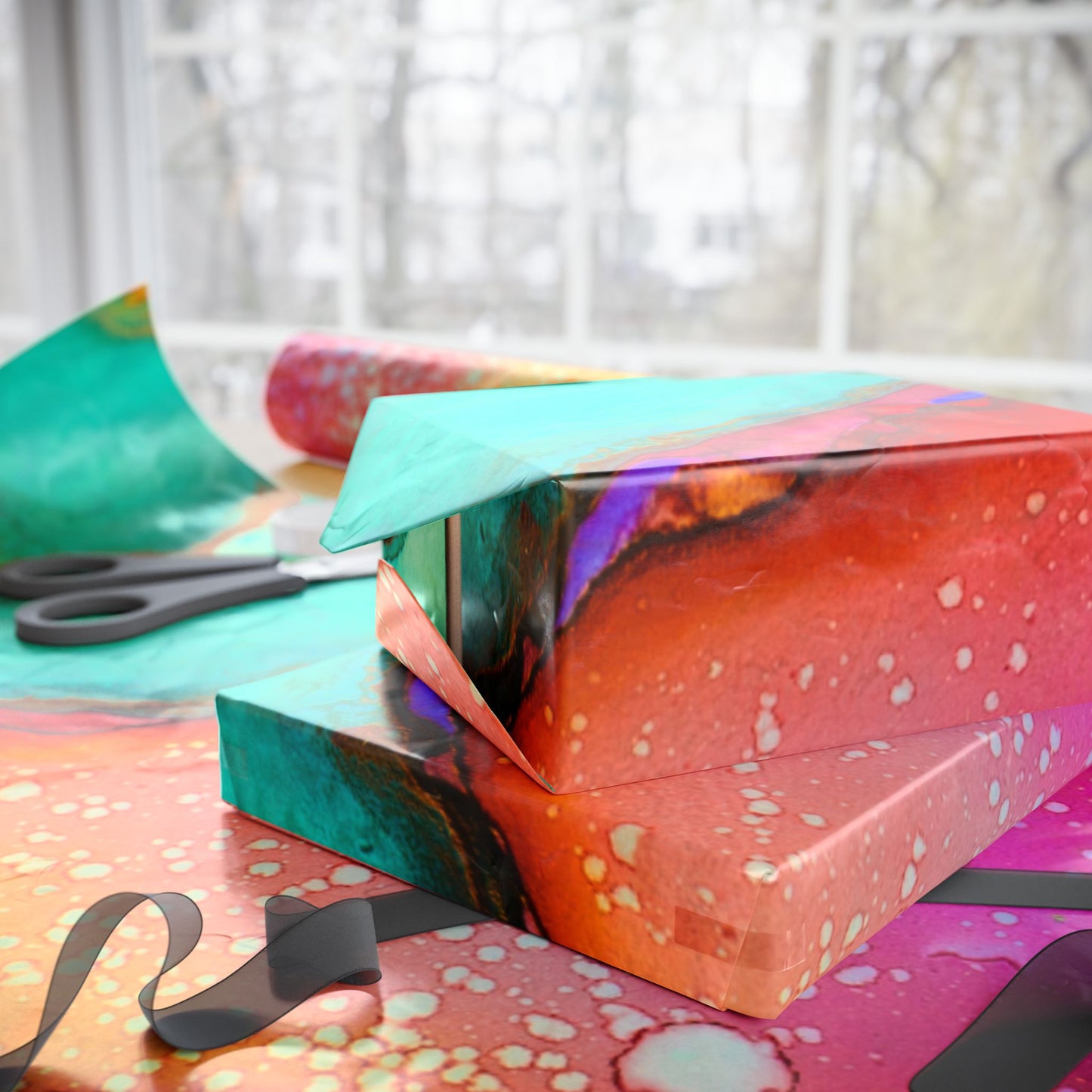 Vibrant Abstract Wrapping Paper | Colorful Gift Wrap for Parties, Birthdays, Weddings, Holidays, Creative Packaging