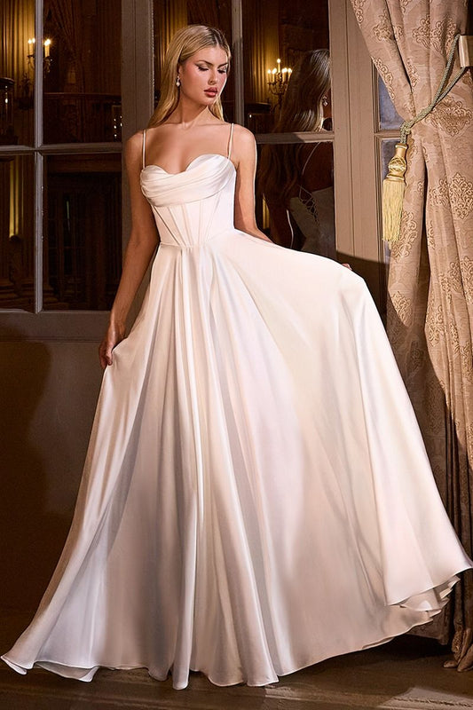 A-Line Wedding Dress With Spaghetti Straps-0