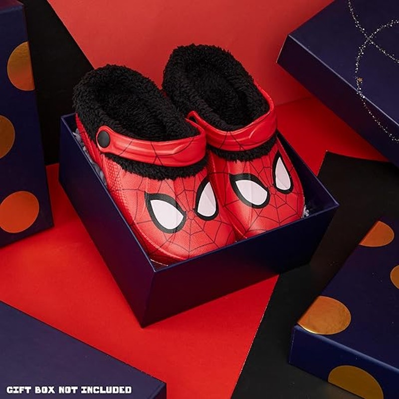 Marvel Spiderman Boys Size 3 Winter Clogs Fleece Lined Sandals House Shoes