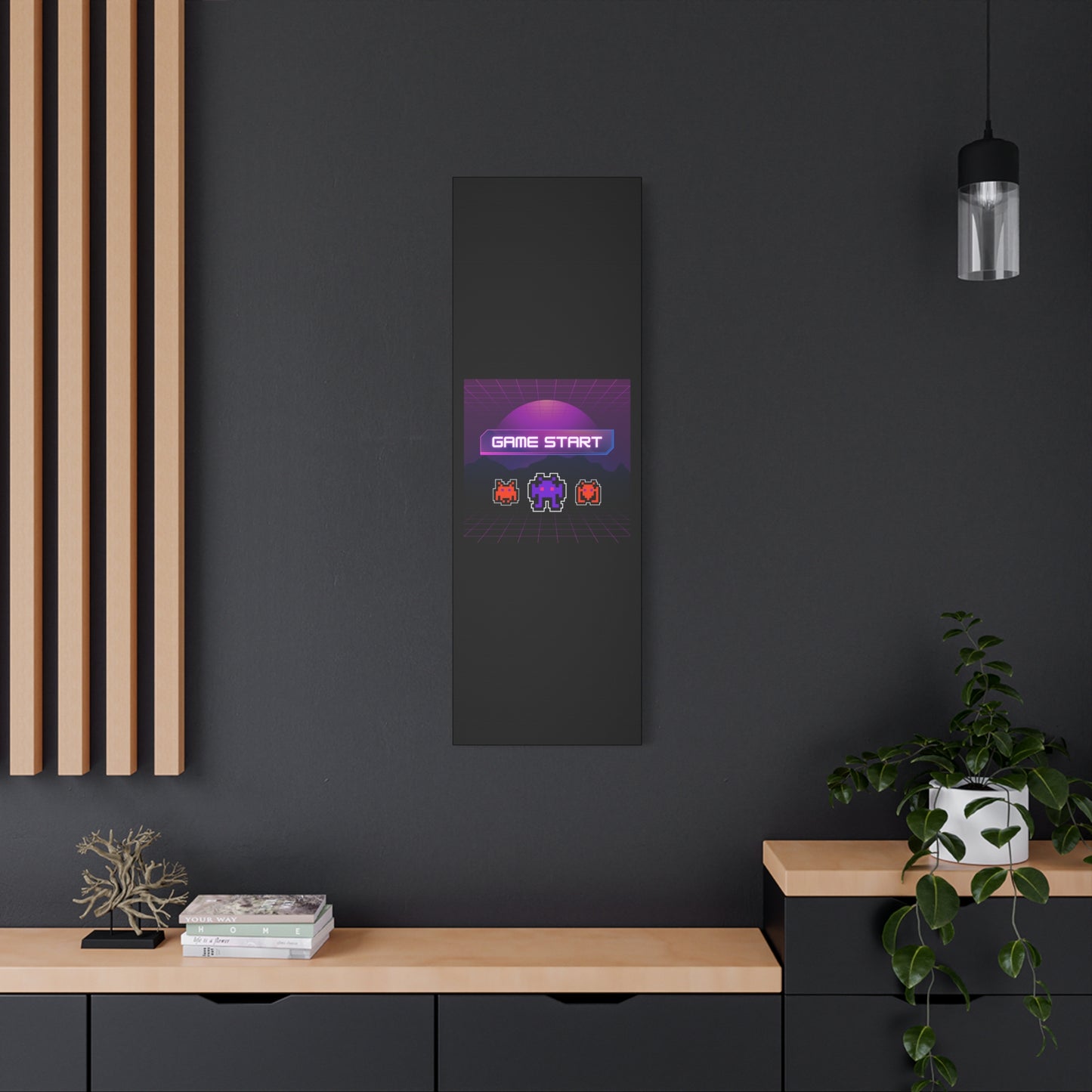 Retro Game Start Canvas Art Print | 80s Gaming Wall Decor, Gamer Gift, Pixel Art, Nostalgic Artwork, Home Decor
